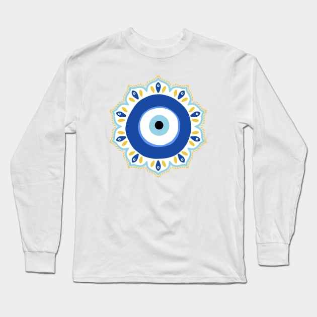 Evil eye Mandala Long Sleeve T-Shirt by Trippycollage